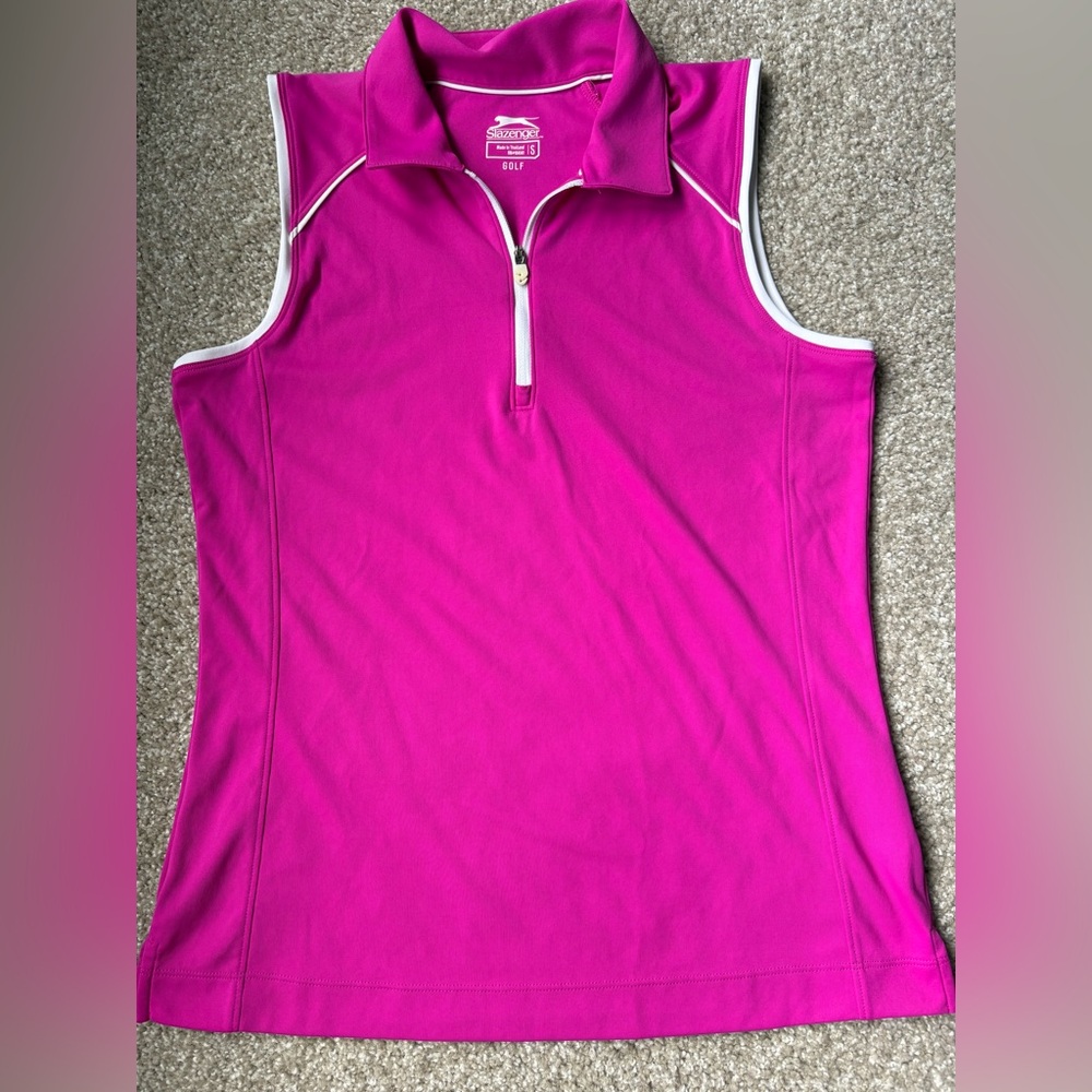 Slazenger Bright Pink Sleeveless Golf Shirt Small!